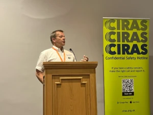 Someone speaking on a podium